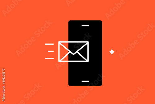Vector message illustration in flat design style, geometric mail icon.