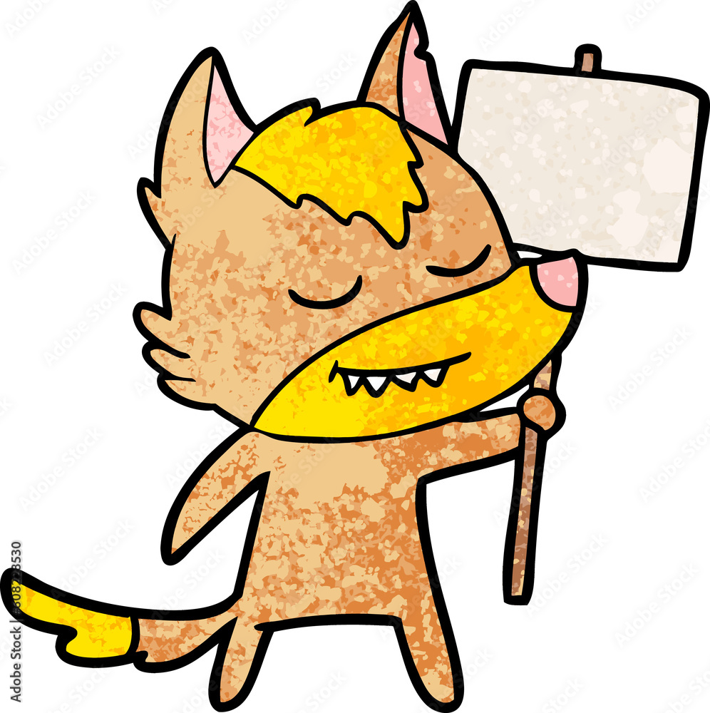 fox cartoon character with protest sign fox cartoon character with protest sign