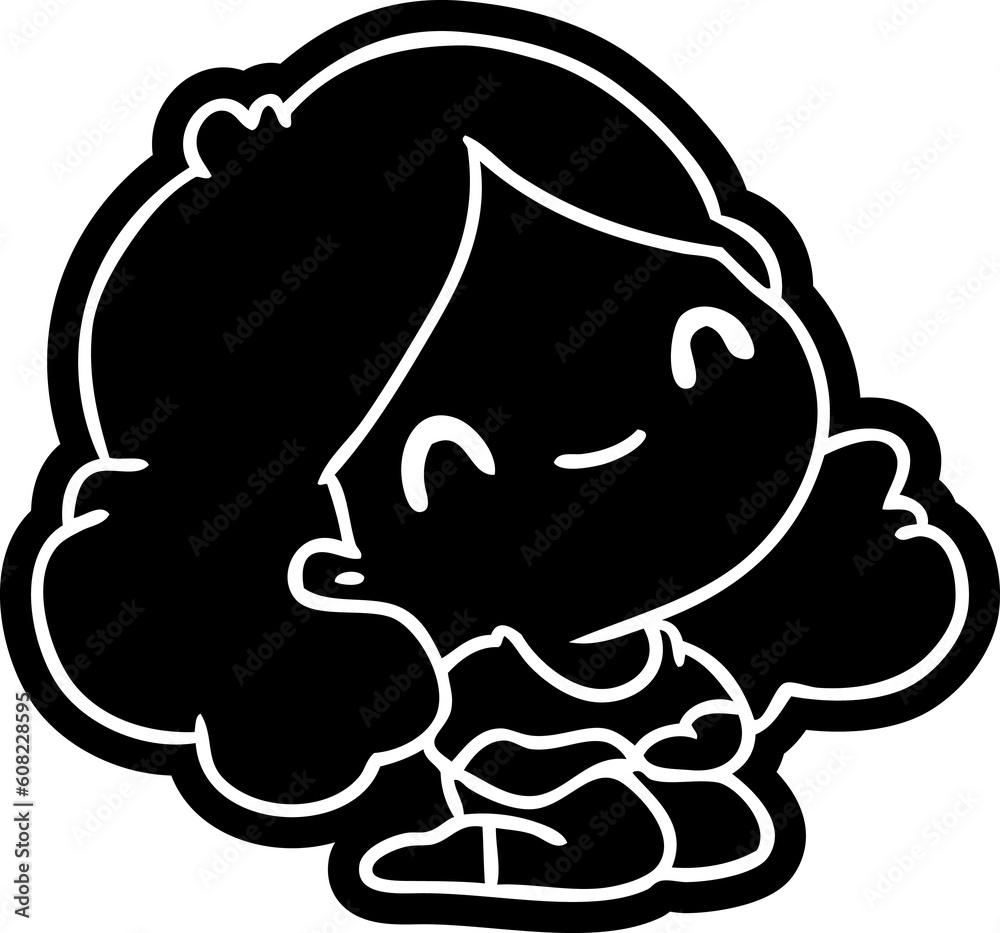cartoon icon of a cute kawaii girl cartoon icon of a cute kawaii girl
