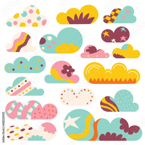 Clouds vector illustration hippie and colorful style easy to edit color