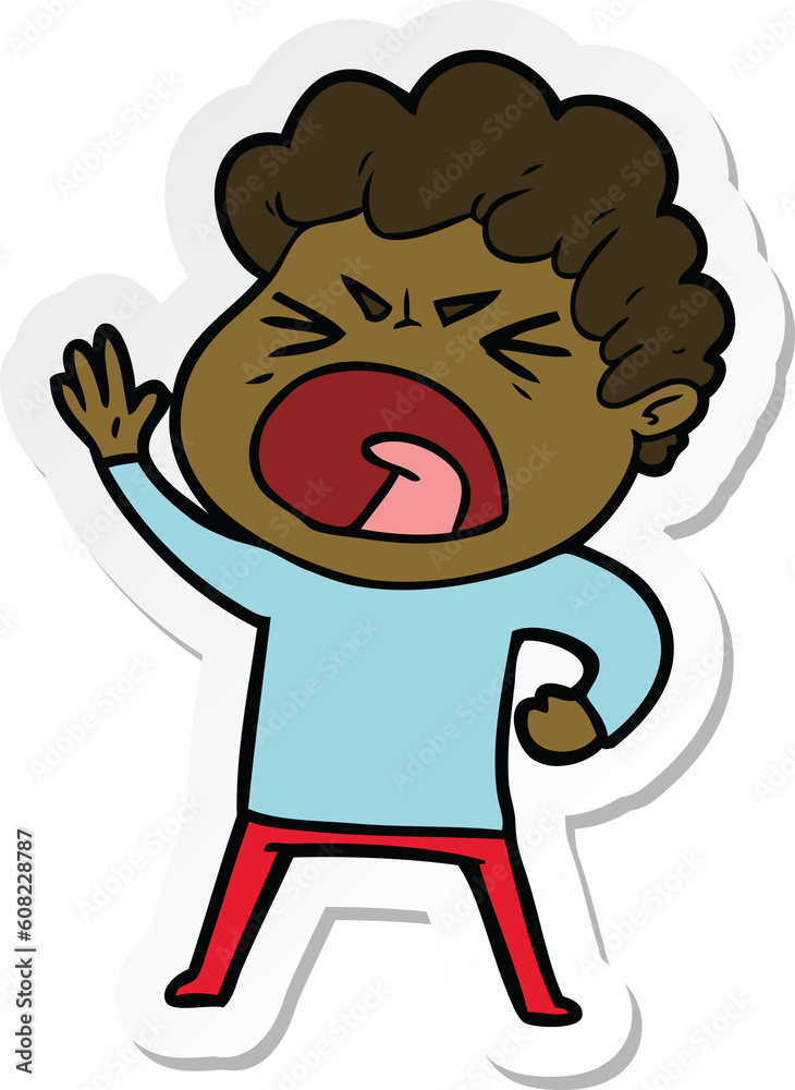 sticker of a cartoon furious man