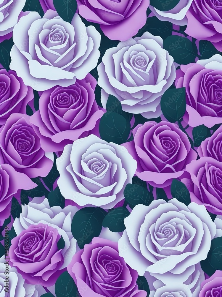 Seamless pattern with flowers. A pattern of roses. Generative A.I