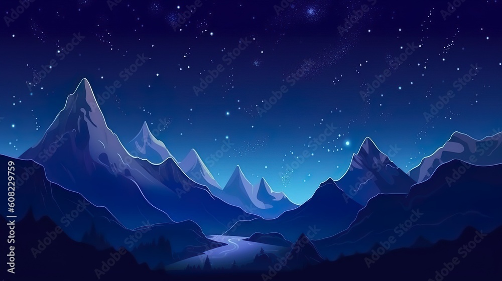 Abstract background night mountains. In the realm of illustration, the night mountains become a mesmerizing spectacle of neon colors, complemented by an abstract background. Generative AI. Abstract background night mountains. In the realm of illustration, the night mountains become a mesmerizing spectacle of neon colors, complemented by an abstract background. Generative AI.
