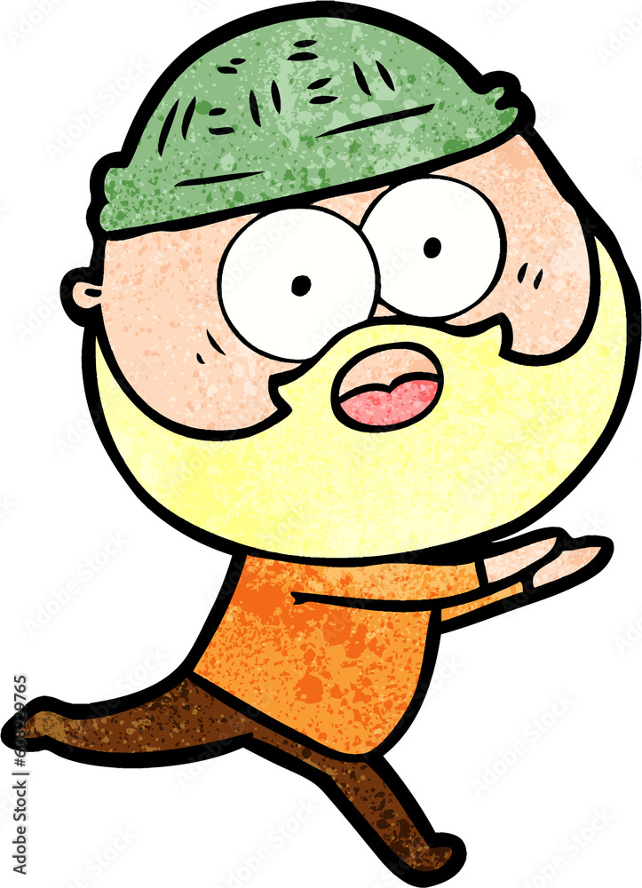cartoon bearded man running away cartoon bearded man running away
