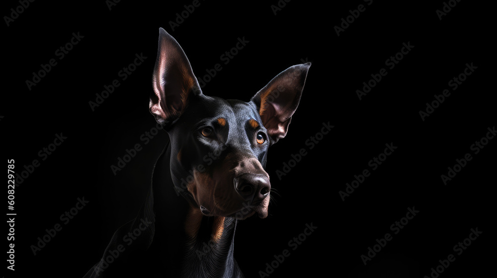 GeneratGenerative ai illustration of hungry black dobberman GeneratGenerative ai illustration of hungry black dobberman
