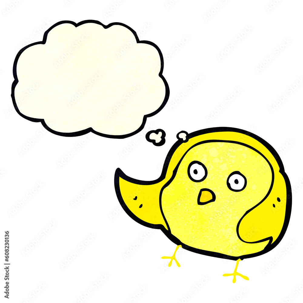 cartoon bird with thought bubble