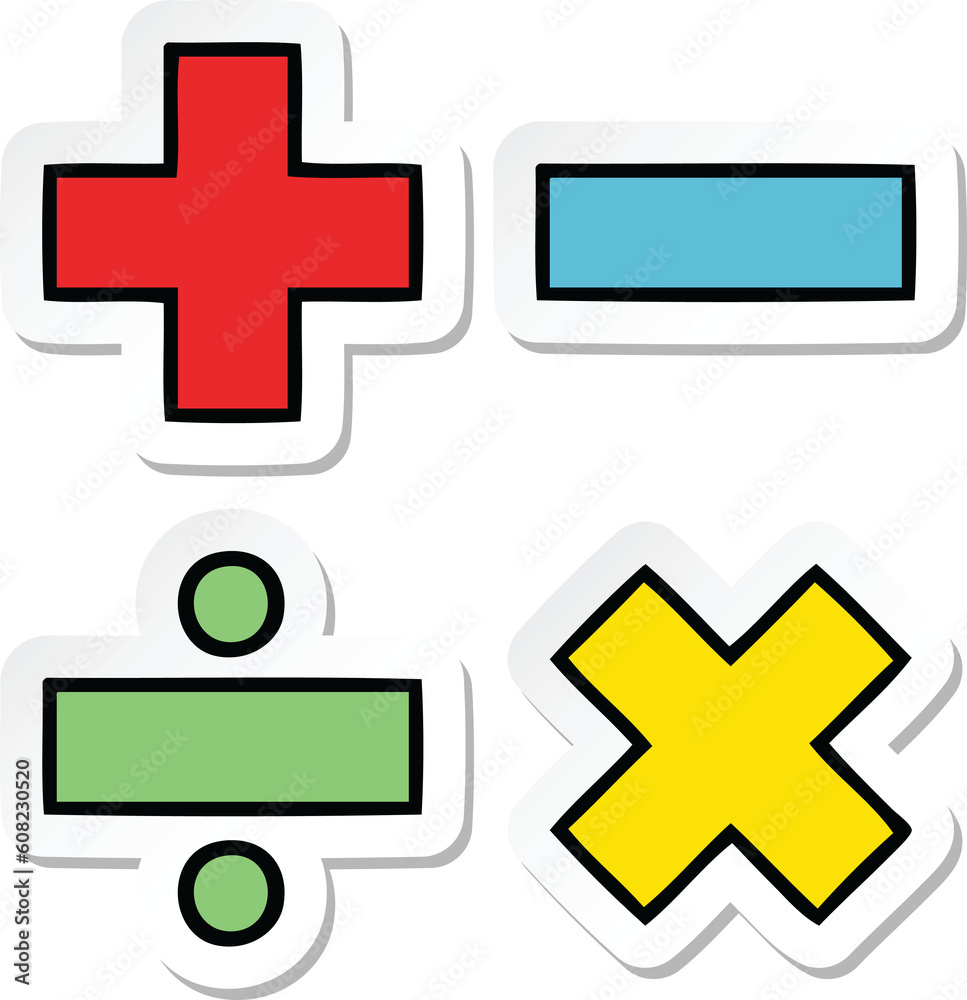 Fototapeta premium sticker of a cute cartoon math symbols