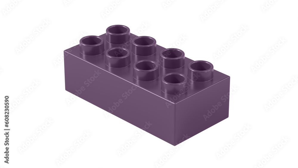 Plum Purple Plastic Block Isolated on a White Background. Children Toy Brick, Perspective View. Close Up View of a Game Block for Constructors. 3D illustration. 8K Ultra HD, 7680x4320, 300 dpi Plum Purple Plastic Block Isolated on a White Background. Children Toy Brick, Perspective View. Close Up View of a Game Block for Constructors. 3D illustration. 8K Ultra HD, 7680x4320, 300 dpi