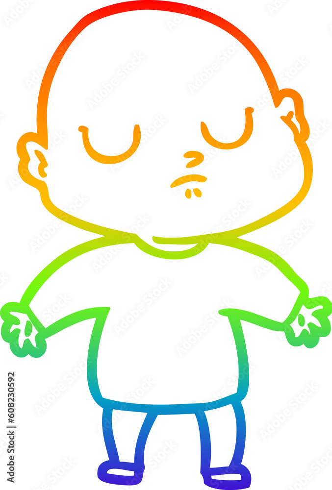 rainbow gradient line drawing of a cartoon bald man rainbow gradient line drawing of a cartoon bald man