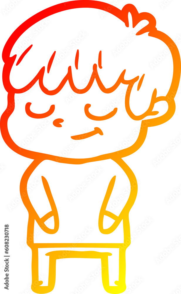 warm gradient line drawing of a cartoon happy boy warm gradient line drawing of a cartoon happy boy