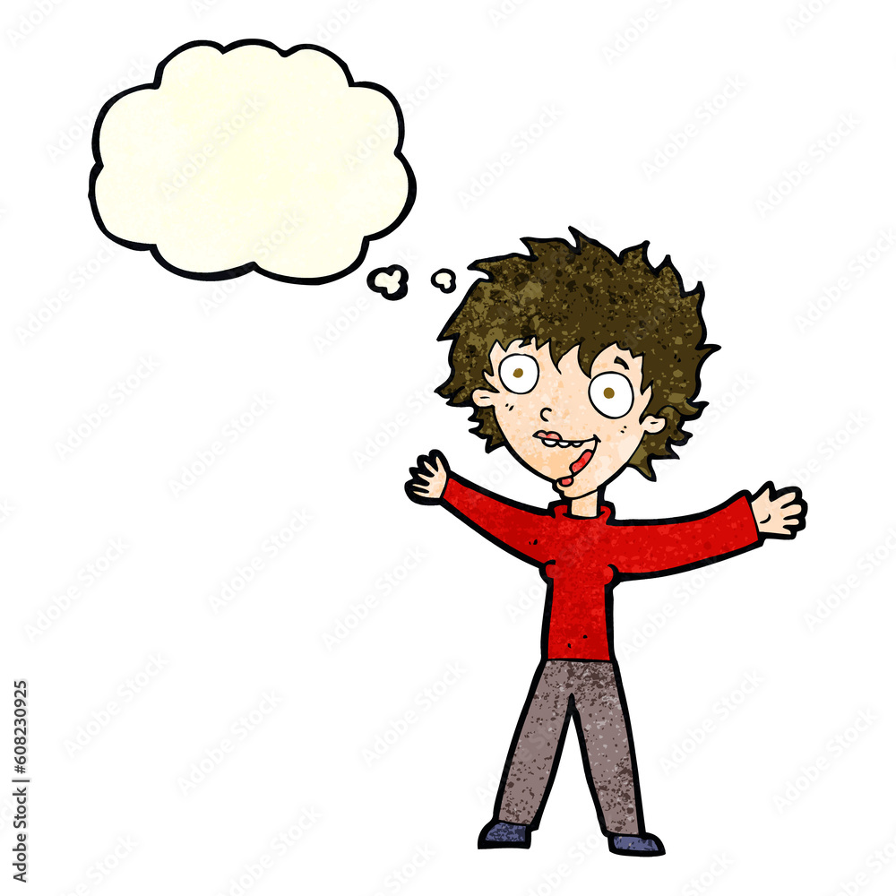 cartoon excited woman with thought bubble cartoon excited woman with thought bubble