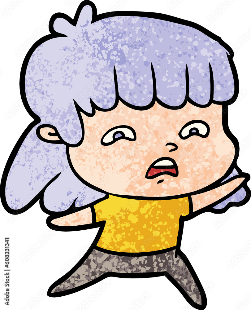 cartoon worried woman