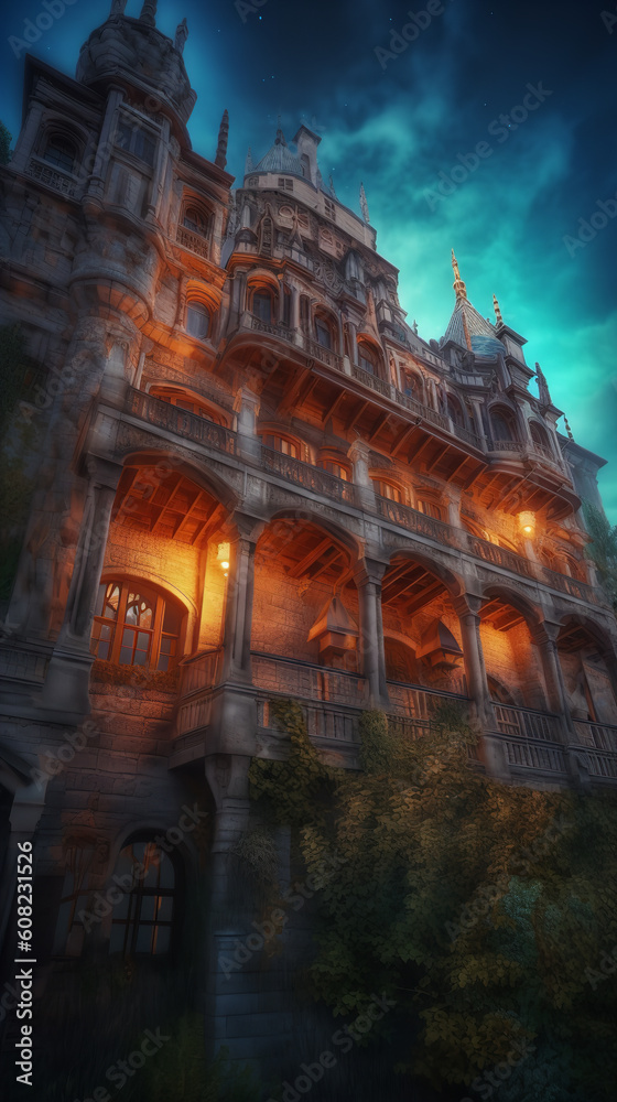 castle magnificent architecture mysterious and fantastic Generative AI