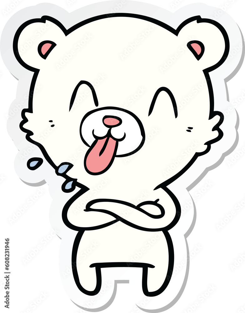 sticker of a rude cartoon polar bear sticking out tongue sticker of a rude cartoon polar bear sticking out tongue