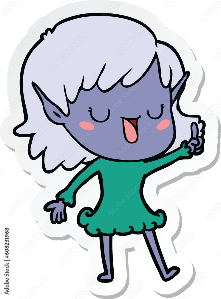 sticker of a cartoon elf girl sticker of a cartoon elf girl
