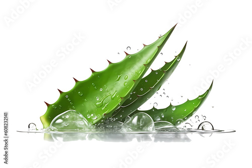 aloe vera leaf  isolated on transparent background. genarative ai photo