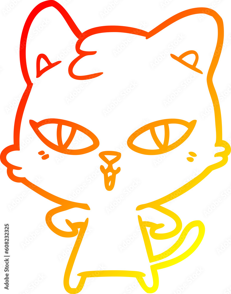 warm gradient line drawing of a cartoon cat warm gradient line drawing of a cartoon cat