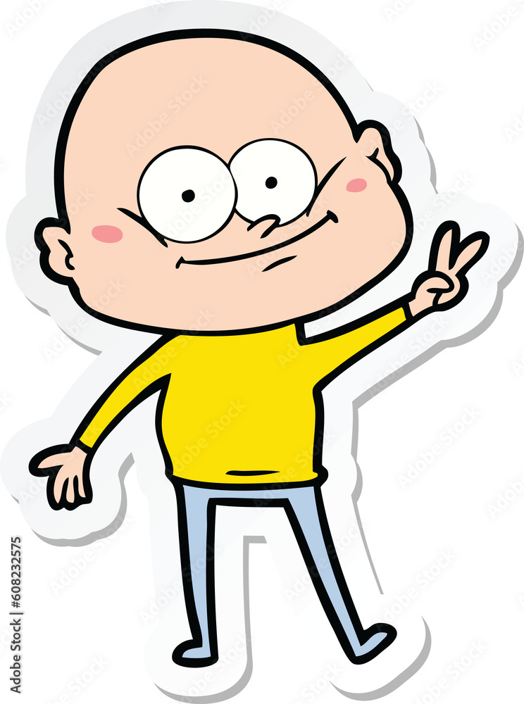 sticker of a cartoon bald man staring