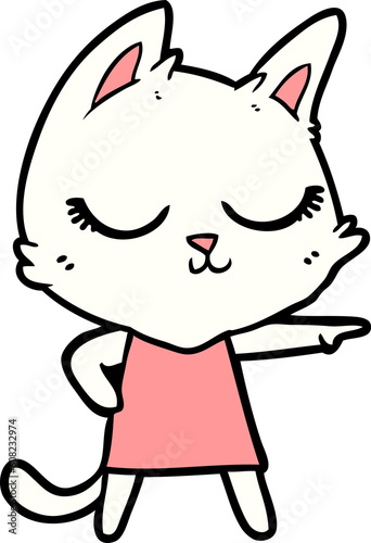 calm cartoon cat girl pointing © lineartestpilot