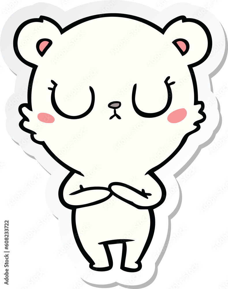 sticker of a peaceful cartoon polar bear sticker of a peaceful cartoon polar bear