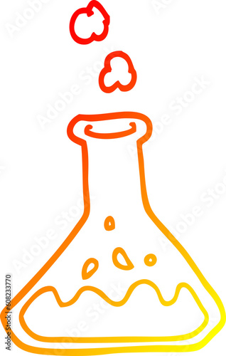 warm gradient line drawing of a cartoon science experiment