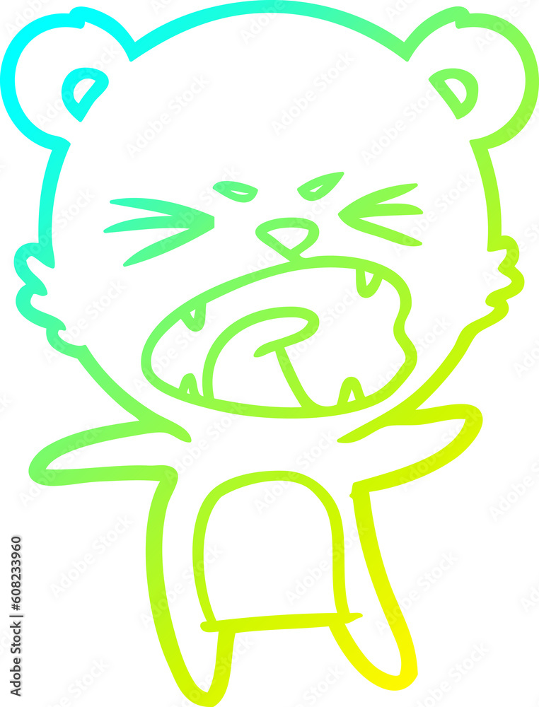 cold gradient line drawing of a angry cartoon bear cold gradient line drawing of a angry cartoon bear