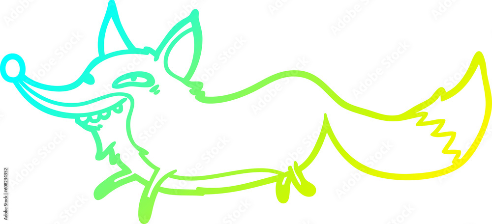 cold gradient line drawing of a cute cartoon sly fox cold gradient line drawing of a cute cartoon sly fox