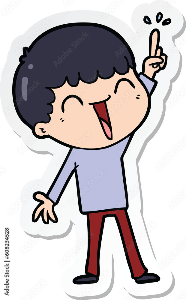sticker of a cartoon happy man sticker of a cartoon happy man