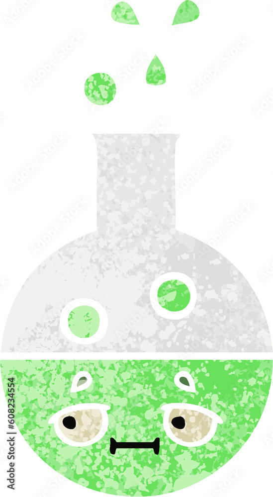 retro illustration style cartoon of a test tube retro illustration style cartoon of a test tube