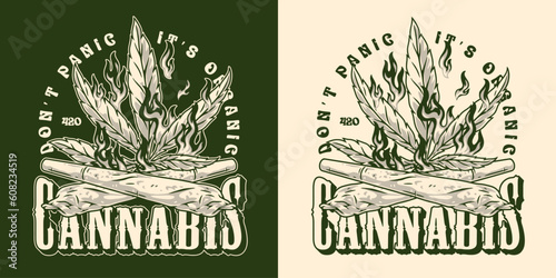 Cannabis smoking drug monochrome logotype