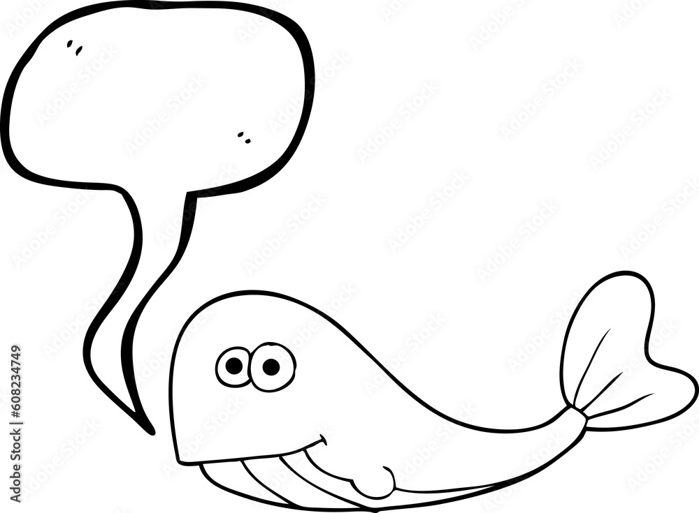 Obraz premium freehand drawn speech bubble cartoon whale