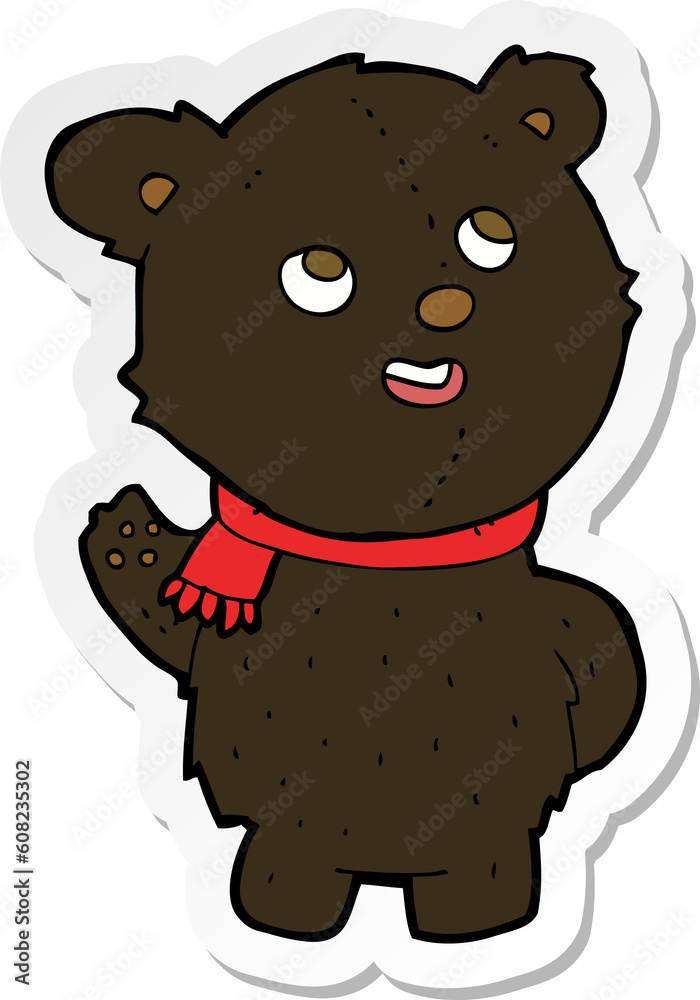 sticker of a cartoon cute black bear cub sticker of a cartoon cute black bear cub