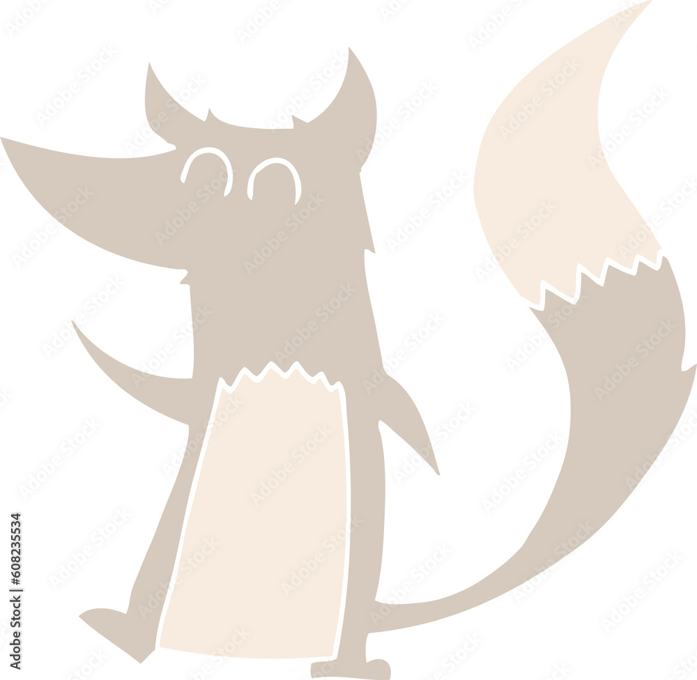 Naklejka premium flat color illustration of little wolf