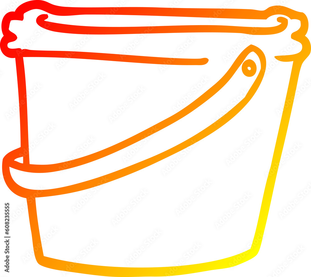 warm gradient line drawing of a cartoon bucket warm gradient line drawing of a cartoon bucket