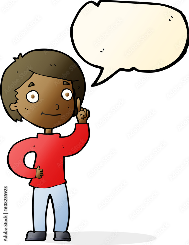 cartoon boy with idea with speech bubble cartoon boy with idea with speech bubble