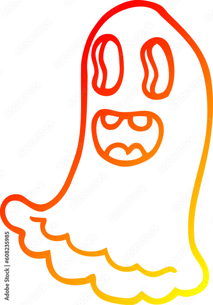 Obraz premium warm gradient line drawing of a cartoon spooky ghost