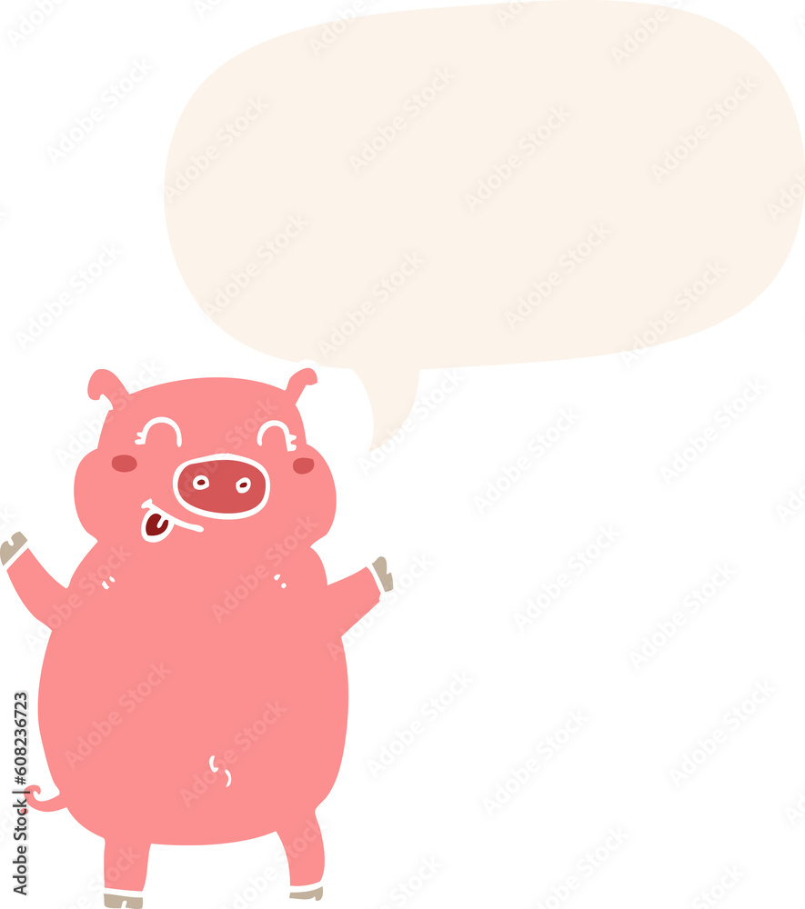 cartoon pig with speech bubble in retro style cartoon pig with speech bubble in retro style