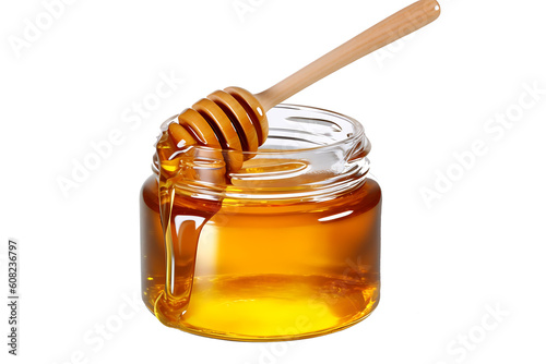Murais de parede jar of honey isolated on transparent background. genarative ai