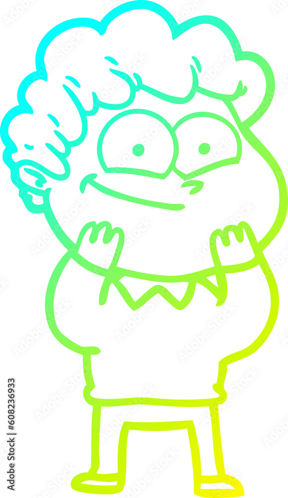 Naklejka premium cold gradient line drawing of a cartoon happy man