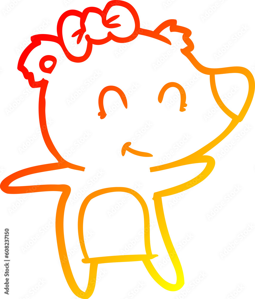 warm gradient line drawing of a female bear cartoon warm gradient line drawing of a female bear cartoon