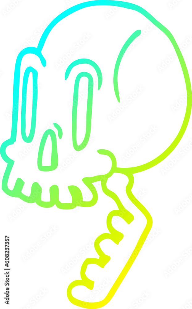 cold gradient line drawing of a cartoon green skull cold gradient line drawing of a cartoon green skull