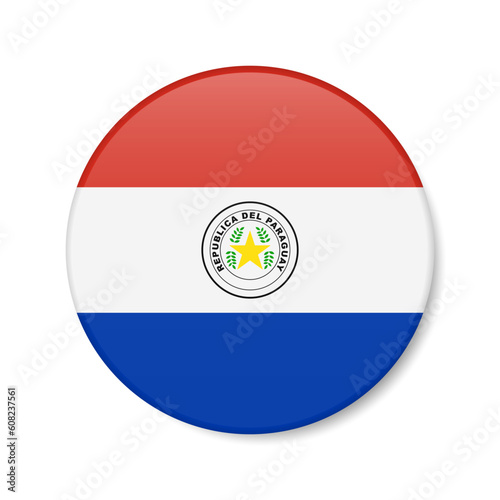 Free Download Paraguay circle button icon. Paraguayan round badge flag. 3D realistic isolated vector illustration - GFXLoad