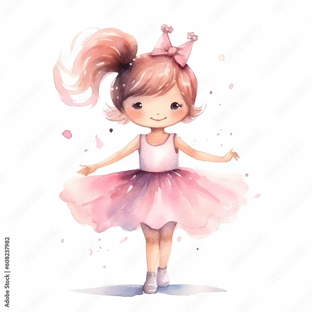 Ballerina Girl Cartoon Illustration