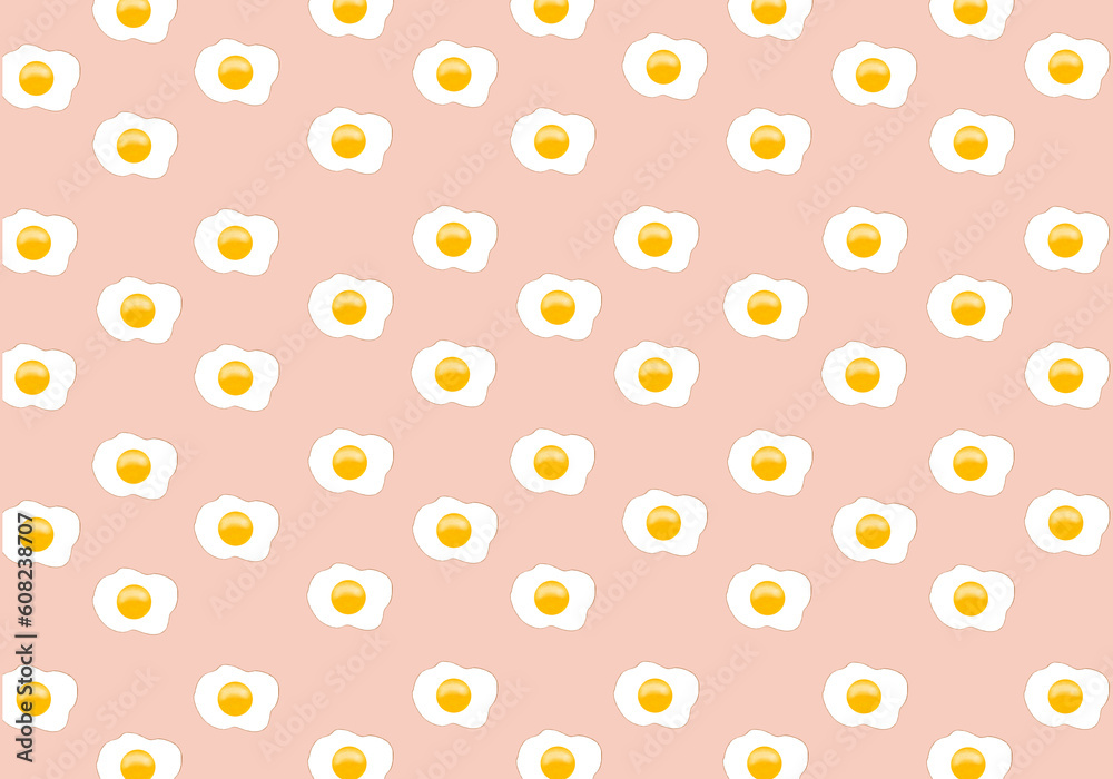 Cute background with little fried egg drawing as a pattern.