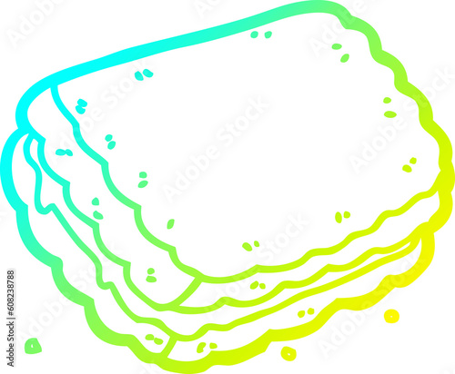 cold gradient line drawing of a cartoon biscuit