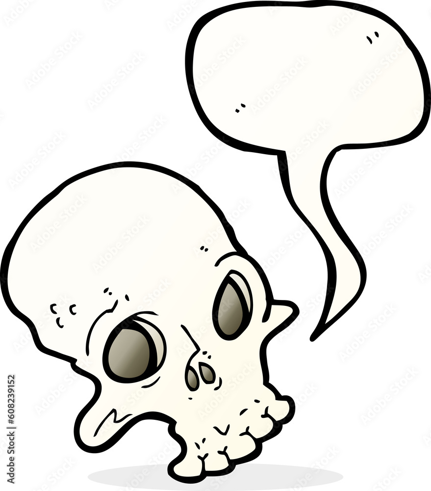 cartoon spooky skull with speech bubble cartoon spooky skull with speech bubble