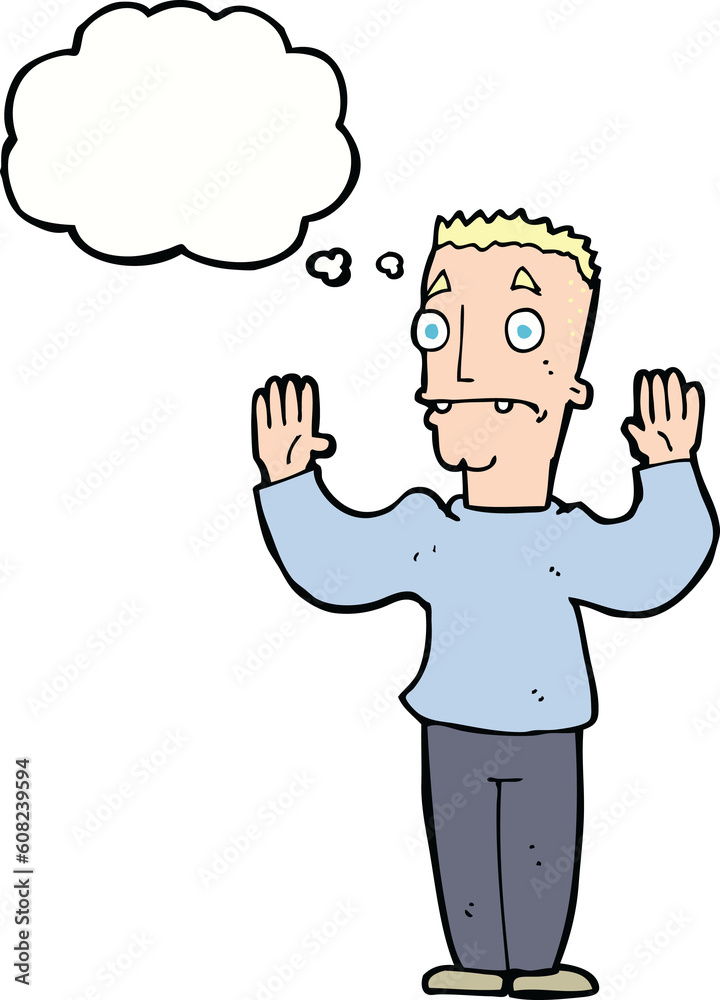 cartoon man surrendering with thought bubble cartoon man surrendering with thought bubble