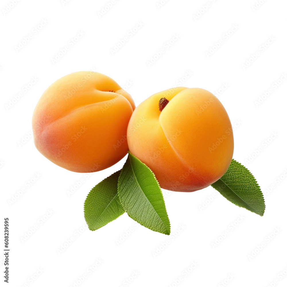 Apricots isolated on transparent background, created with generative AI