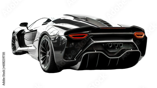 back view of a black sports super car