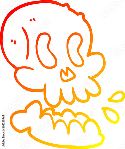 warm gradient line drawing of a cartoon skull